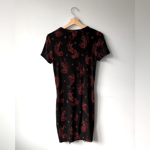 H&M Red & Black Tiger Print Bodycon Dress w/ adjustable ties - Picture 5 of 5